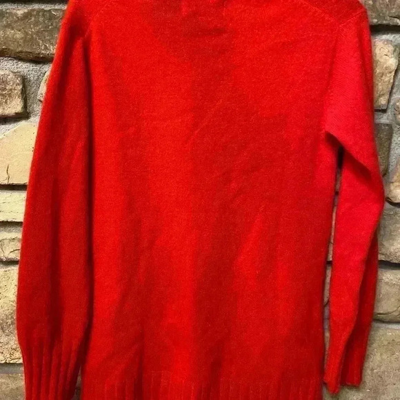 Anthropologie Women's Sweater Pullover 100% cashmere Red V-neck sweater  XS-S - Picture 3 of 13